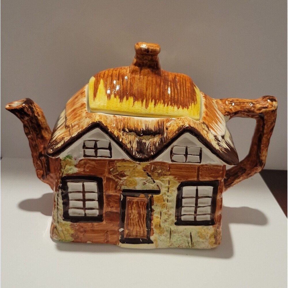 Vintage Ye Olde Cottage Teapot Price Kensington England Ceramic Cottagecore